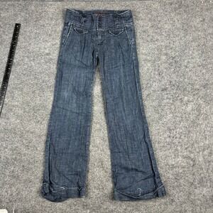 C-Pink Jeans Womens Size 3 Blue High Waist Wide Leg Pleated Button Fly Denim